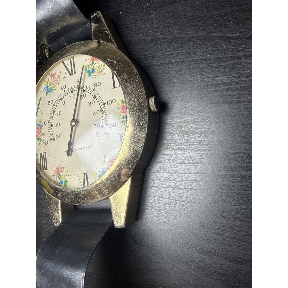 Giant Watch Thermometer 29" Wall Hanging Floral Roman Numeral Celsius Fahrenheit - Picture 9 of 12